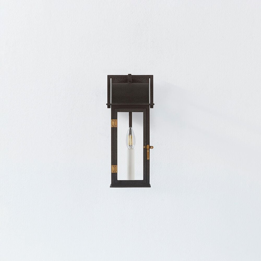 Troy Lighting Bohen 6" 1-Light Exterior Wall Sconce in French Iron and Patina Brass, , large