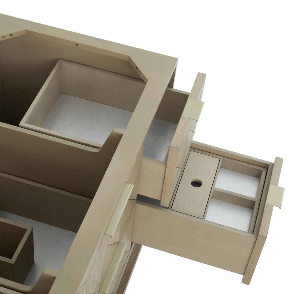 James Martin Emmeline 48&quot; Single Bathroom Vanity in Pebble Oak with 3 cm Parisien Bleu Quartz Top, Rectangle Sink and FreePower Wireless Charger, , large