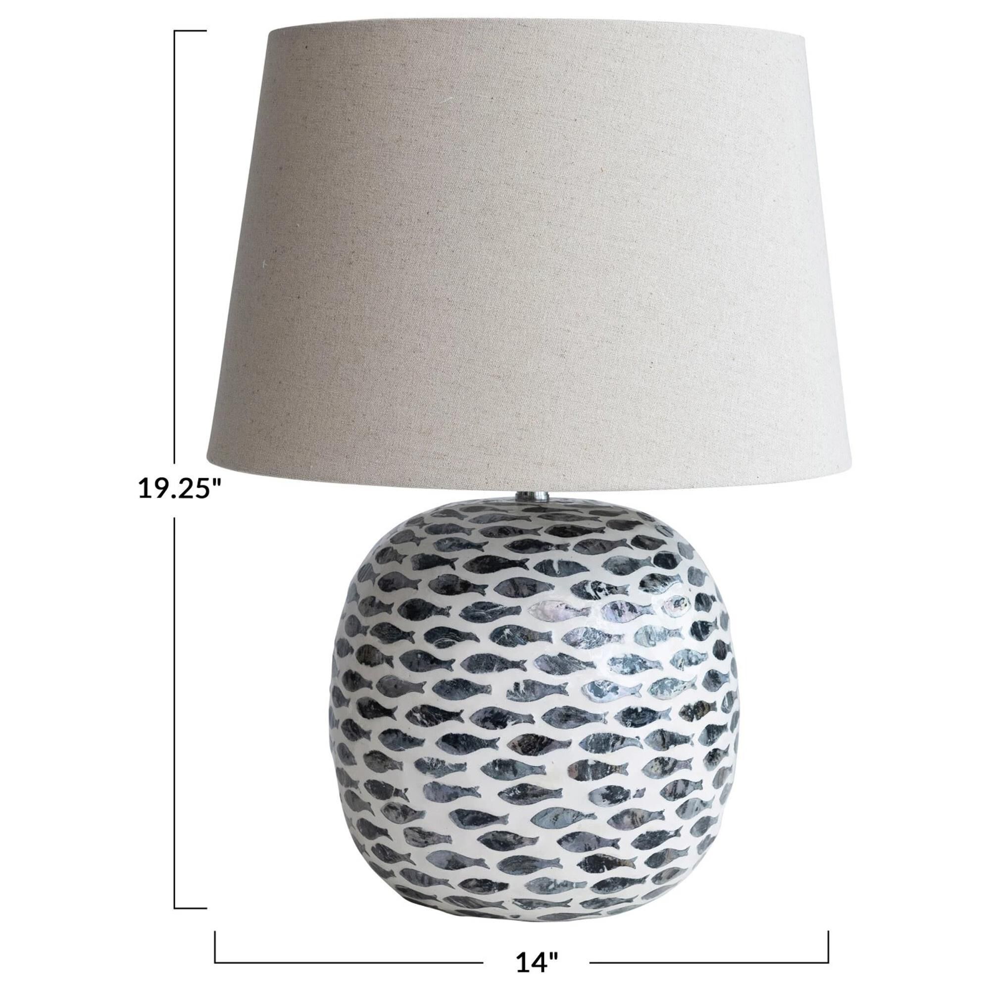 Blue and white fish lamp top