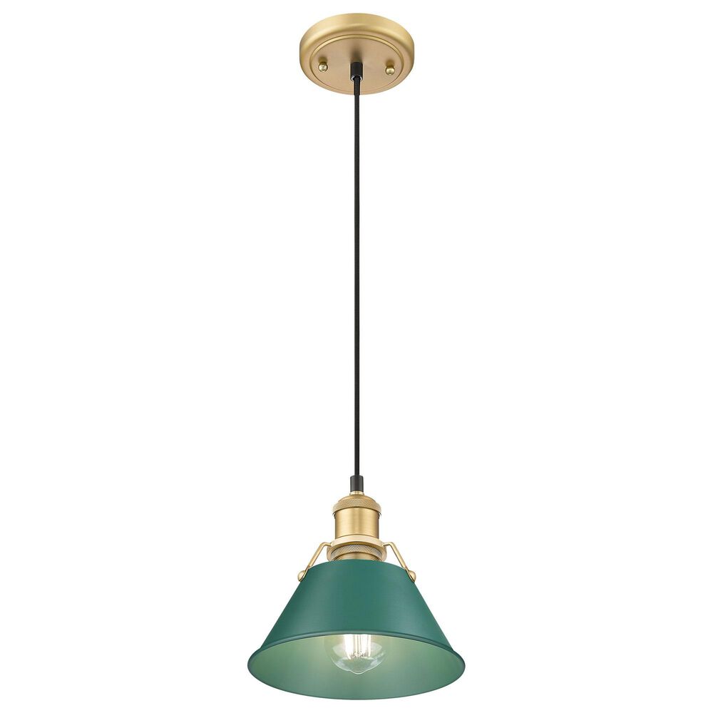 Golden Lighting Orwell 1-Light Small Pendant with Pine Green Shade in Brushed Champagne Bronze, , large