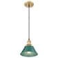 Golden Lighting Orwell 1-Light Small Pendant with Pine Green Shade in Brushed Champagne Bronze, , large