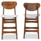 Baxton Studio Katya Counter Stool with Grey Cushion in Walnut Brown (Set of 2), , large