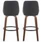 LumiSource Diana 30" Swivel Barstool with Black Faux Leather Upholstery in Walnut and Black (Set of 2), , large