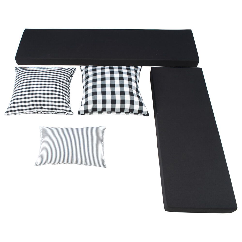 Linon Home Decor Tobin 5-Piece Nook Cushion Set in Jet Black, , large