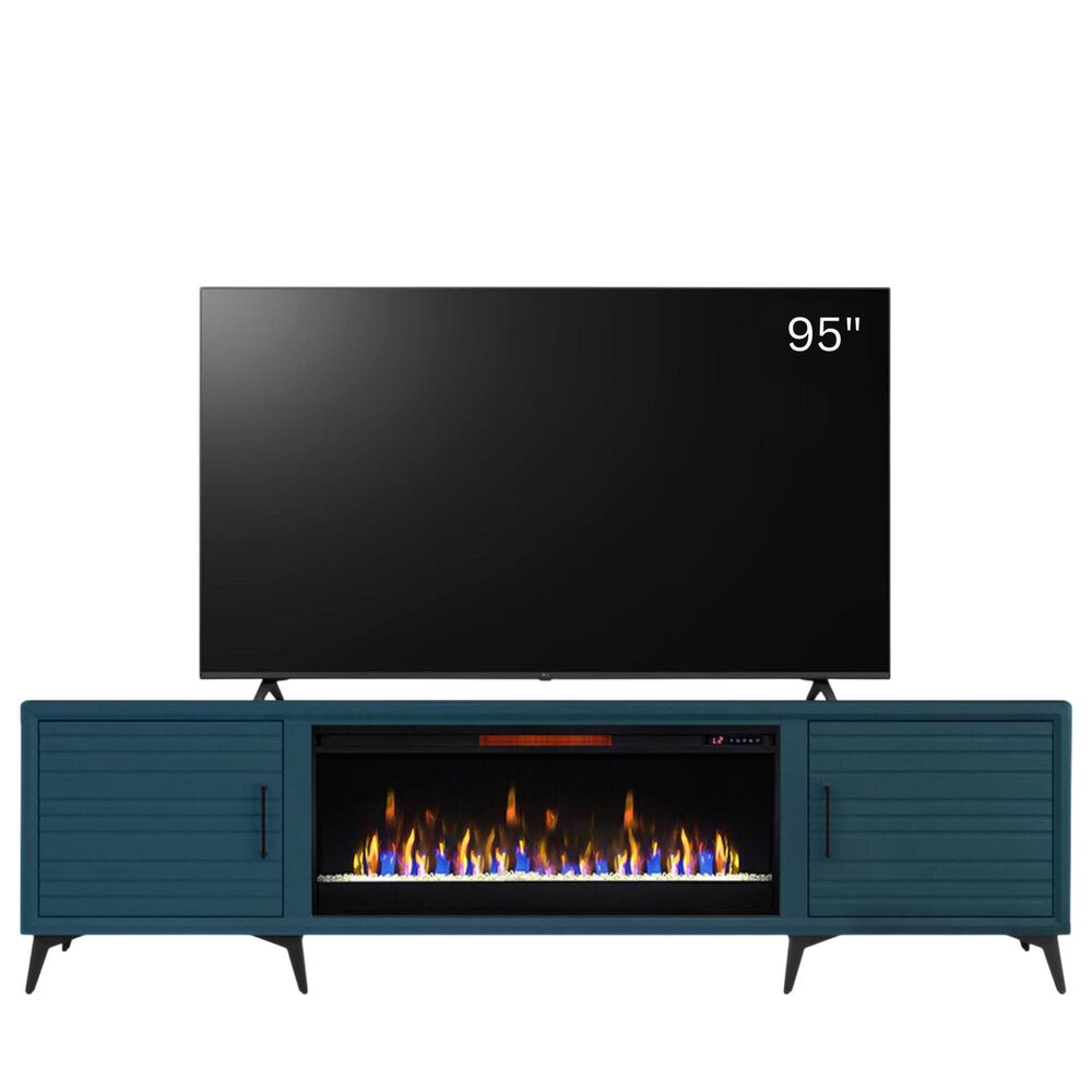 Legends Home Malibu 95" Fireplace Console in Denim Blue, , large
