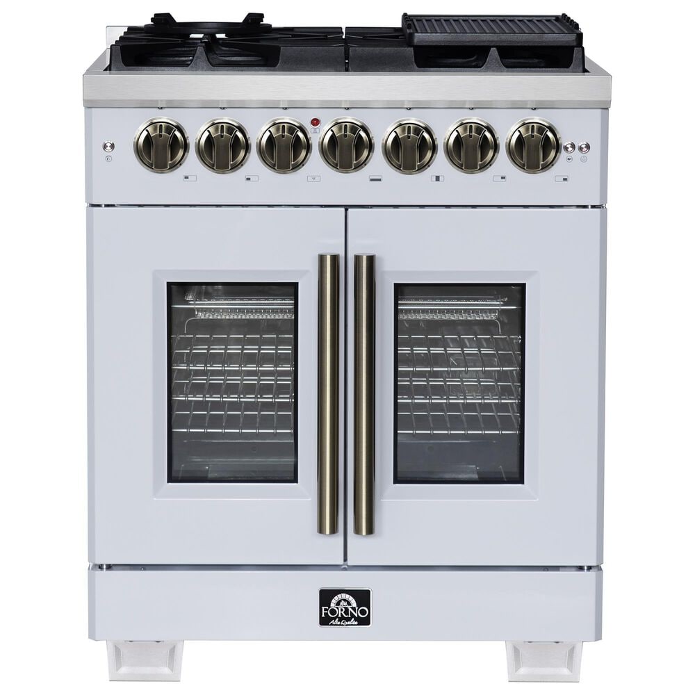 Forno Capriasca 30" Freestanding French Door Dual Fuel Range in White, , large