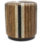 Maple and Jade Banana Leaf Drum Linear Wrapped End Table in Cream and Black, , large
