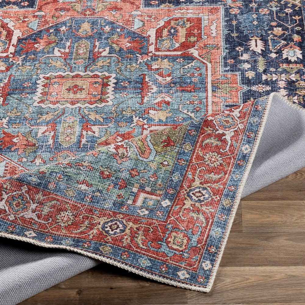 Surya Amelie 2&#39;7&quot; x 7&#39;10&quot; Navy, Peach, Green, Coral, Beige and Blush Runner, , large