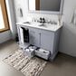 Lexora Home Dukes 48" Double Bathroom Vanity in Dark Grey with 2 cm White Quartz Top and Rectangular Sinks, , large