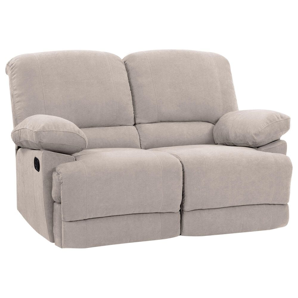 CorLiving Lea Reclining Console Sofa with Cupholders in Beige Fabric, , large