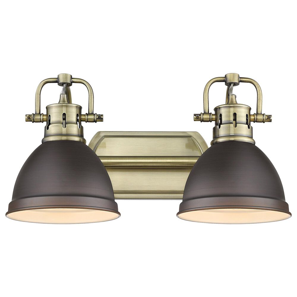 Golden Lighting Duncan 2-Light Bath Vanity in Aged Brass and Rusted Bronze, , large