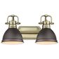 Golden Lighting Duncan 2-Light Bath Vanity in Aged Brass and Rusted Bronze, , large