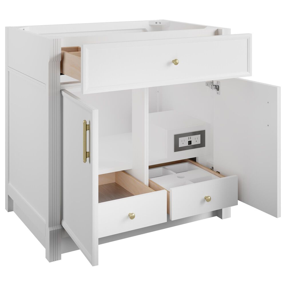 James Martin Bellshire 36" Single Bathroom Vanity in Bright White with 3 cm Phantome Eclos Top and Rectangular Sink, , large