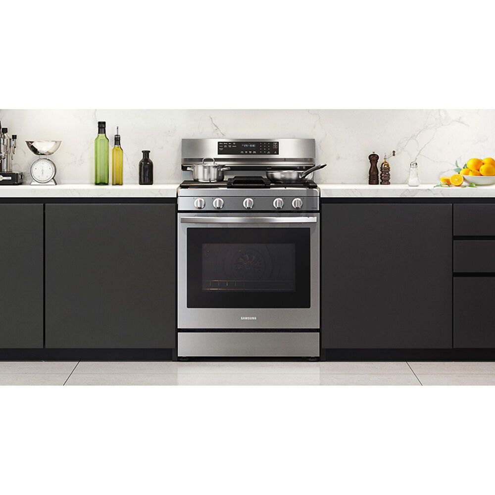 Samsung 2-Piece Kitchen Package with 6.0 Cu. Ft. Freestanding Gas Range and Bespoke 2.1 Cu. Ft. Over-the-Range Microwave in Fingerprint Resistant Stainless Steel, , large