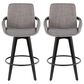 LumiSource Cosmo 26" Swivel Counter Stool with Grey Upholstery in Black (Set of 2), , large