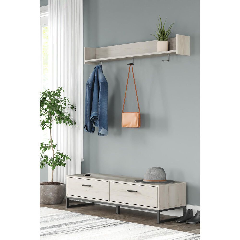 Ashley Socalle Wall Mounted Coat Rack with Shelf in Light Natural, , large