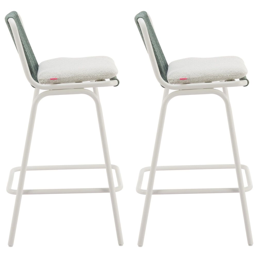 Zuo Modern Luft Patio Barstool in Beige and Green (Set of 2), , large