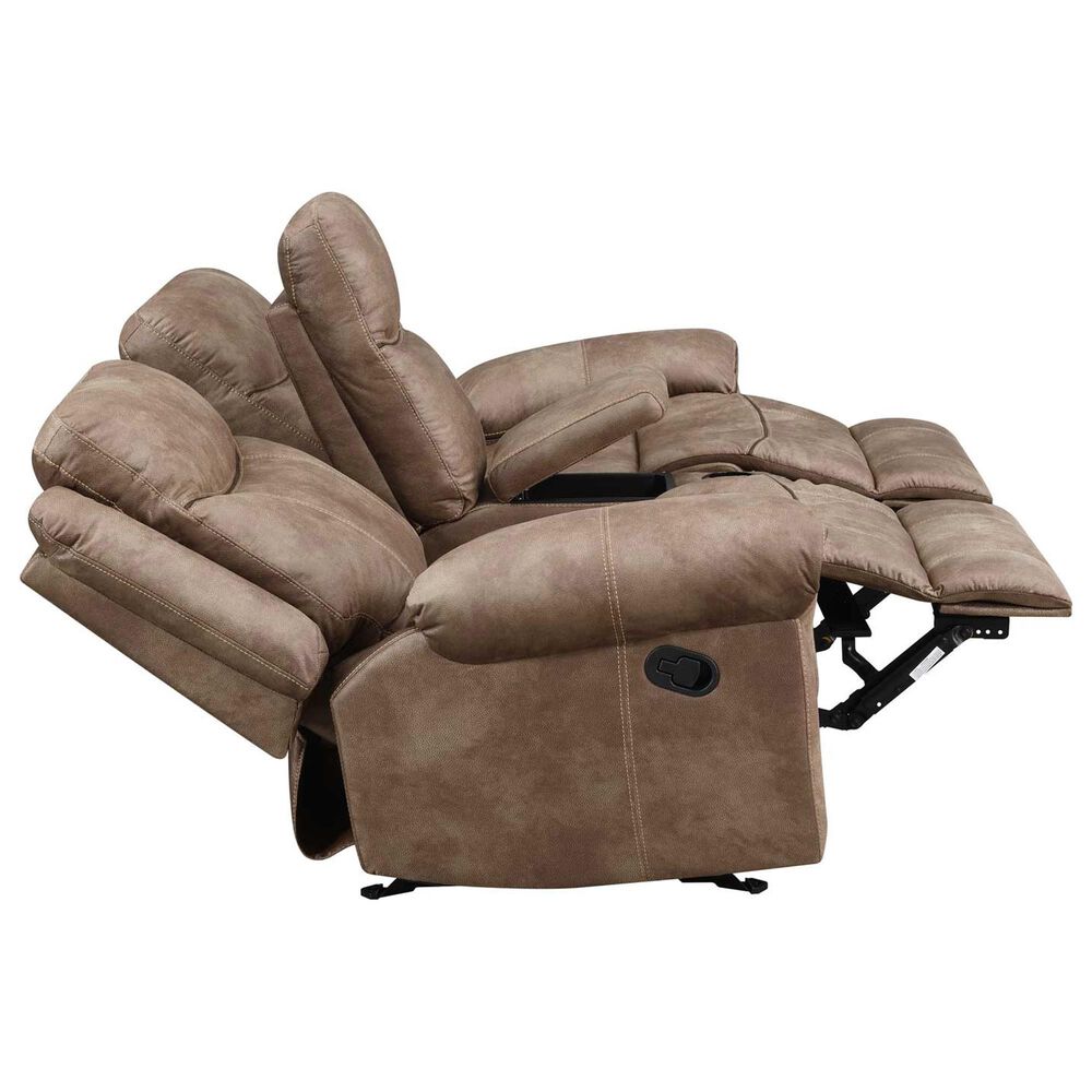 Steve Silver Nashville Manual Glider Recliner Console Loveseat in Cocoa, , large
