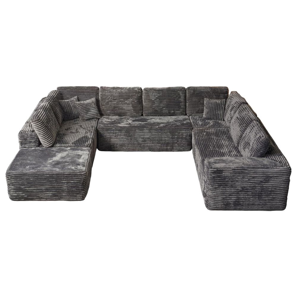 HOMLUX Modular Floor Sofa with Plush Corduroy, Big Comfy U-Shaped Sectional Couch in Gray, , large