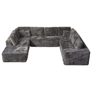 HOMLUX Modular Floor Sofa with Plush Corduroy, Big Comfy U-Shaped Sectional Couch in Gray, , large