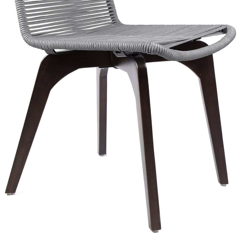 Blue River Island Outdoor Dining Chair with Silver Rope Seat in Dark Eucalyptus (Set of 2), , large