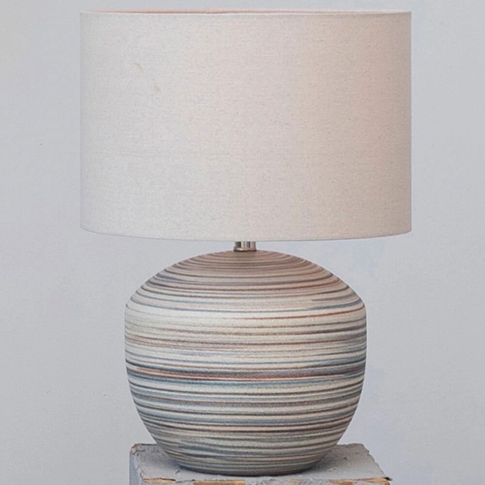 Teak Interiors Await Stoneware Table Lamp in Sand, , large