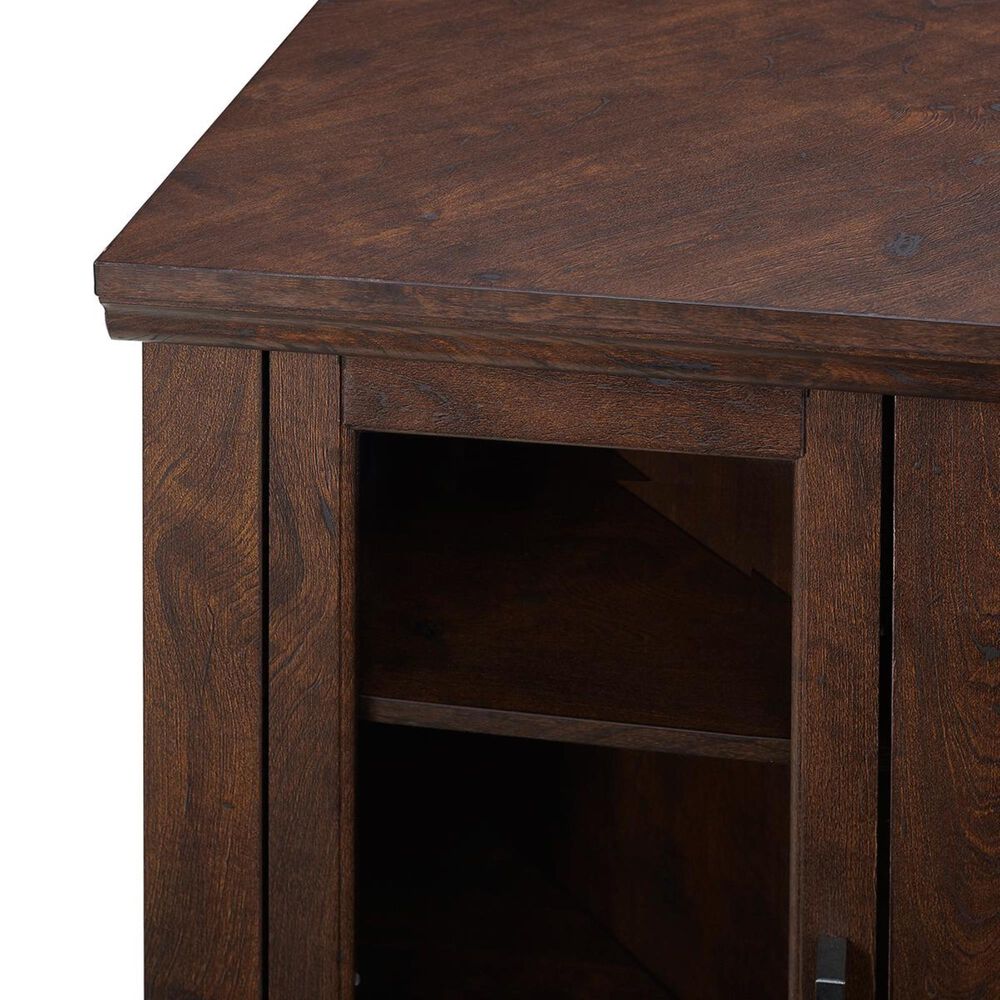 Walker Edison 48&quot; Corner Fireplace TV Stand in Traditional Brown, , large