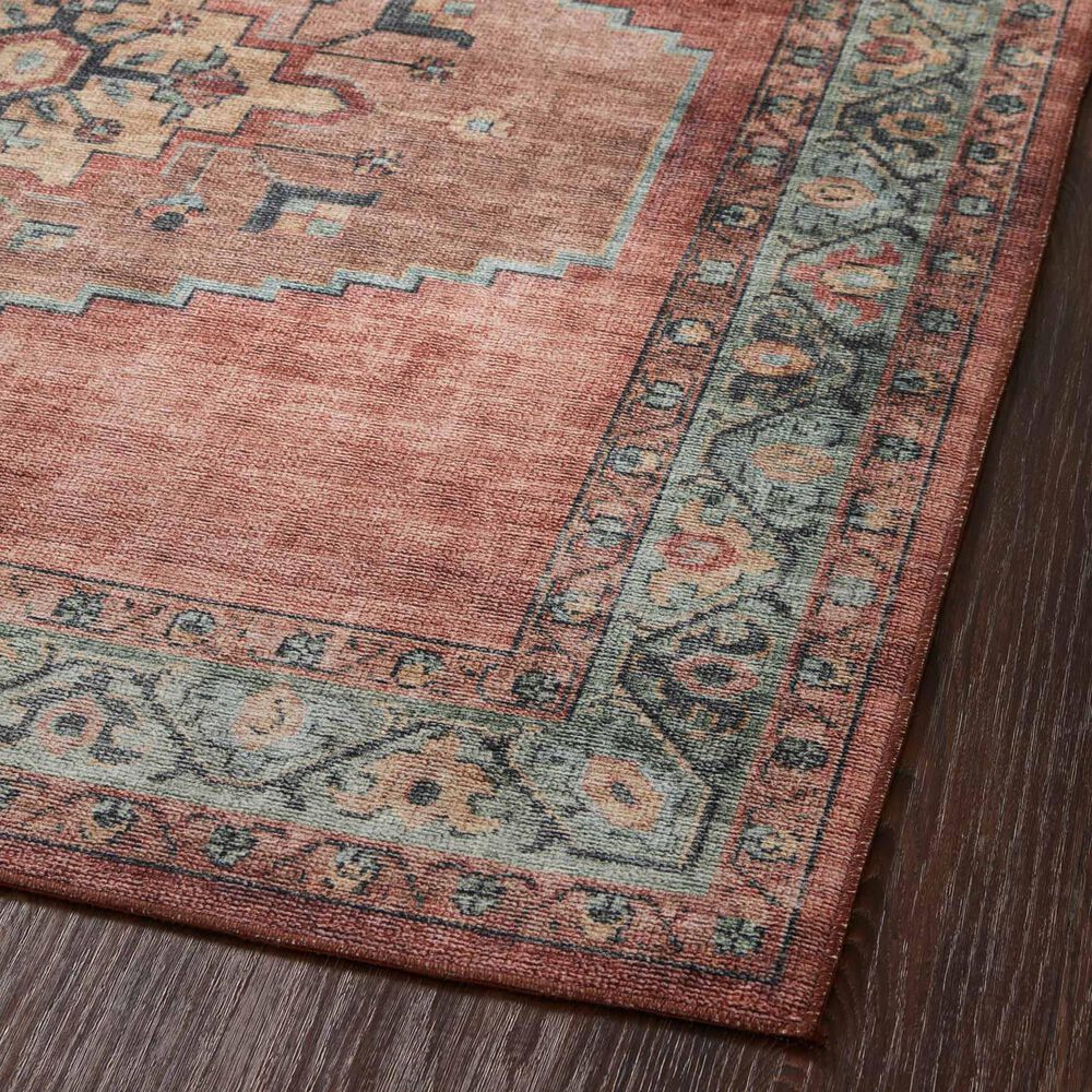Loloi Heidi 2&#39; x 5&#39; Spice and Aqua Area Rug, , large