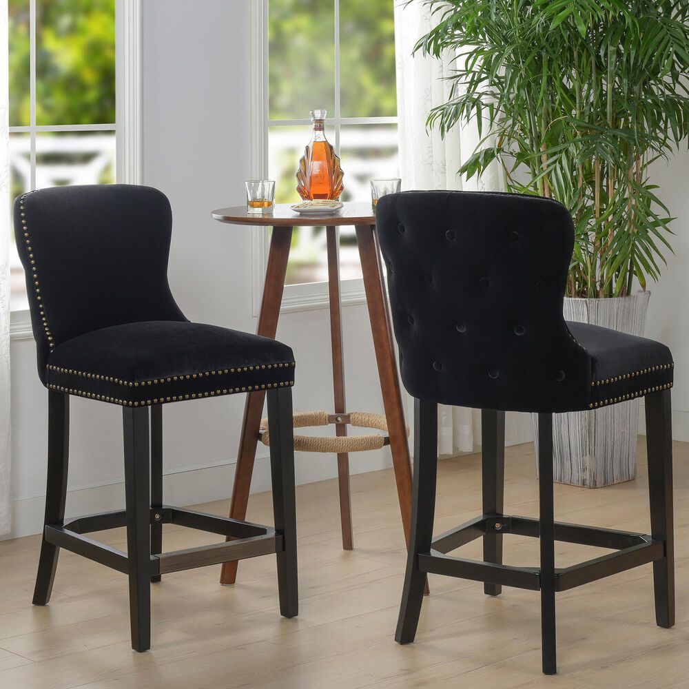 Jennifer Taylor Home Sonoma 26 Upholstered Bar Stool (Set of 2) in Onyx