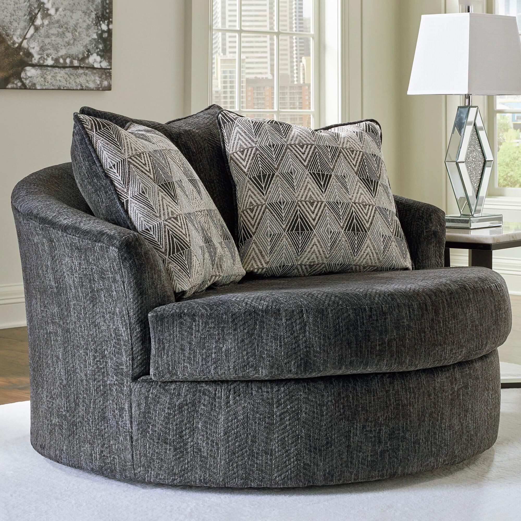 Signature Design by Ashley Biddeford Swivel Accent Chair in Shadow