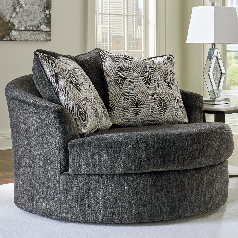 Ashley Biddeford Swivel Accent Chair in Shadow, , large