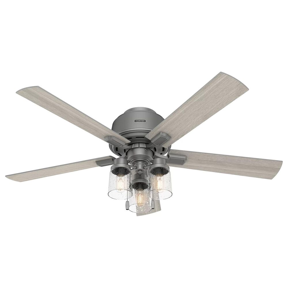 Hunter Hartland Low Profile 52" Ceiling Fan with LED Lights in Matte Silver, , large