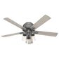 Hunter Hartland Low Profile 52" Ceiling Fan with LED Lights in Matte Silver, , large