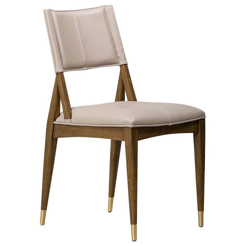 Alder and Tweed Finn Side Chair with Subtle Beige Leather in Warm Walnut, , large