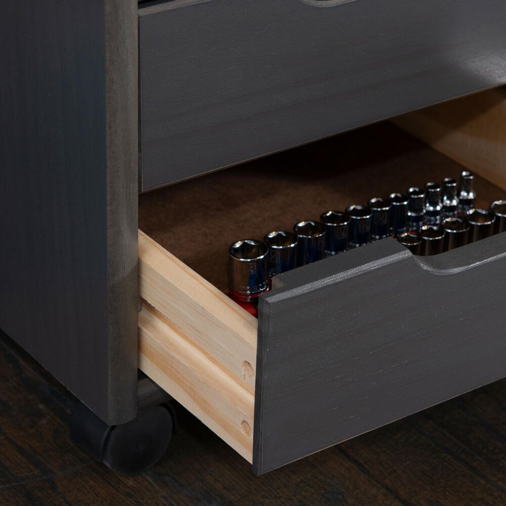 Linon Home Decor Cary 6-Drawer Rolling Cart in Grey, , large