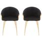 LumiSource Claire Arm Chair with Black Velvet Cushion in Gold (Set of 2), , large