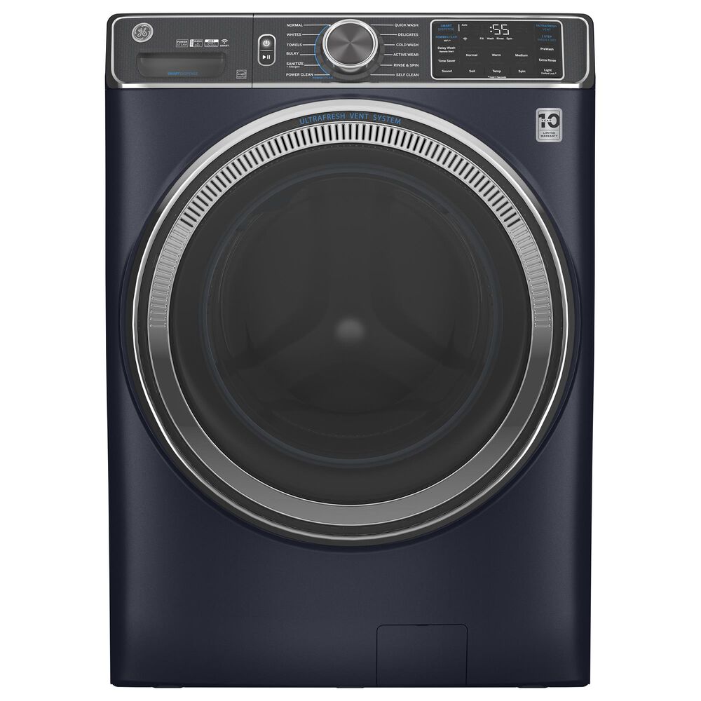 GE Appliances 5 Cu. Ft. Front Load Washer and 7.8 Cu. Ft. Gas Dryer Laundry Pair with Pedestal in Sapphire Blue, , large
