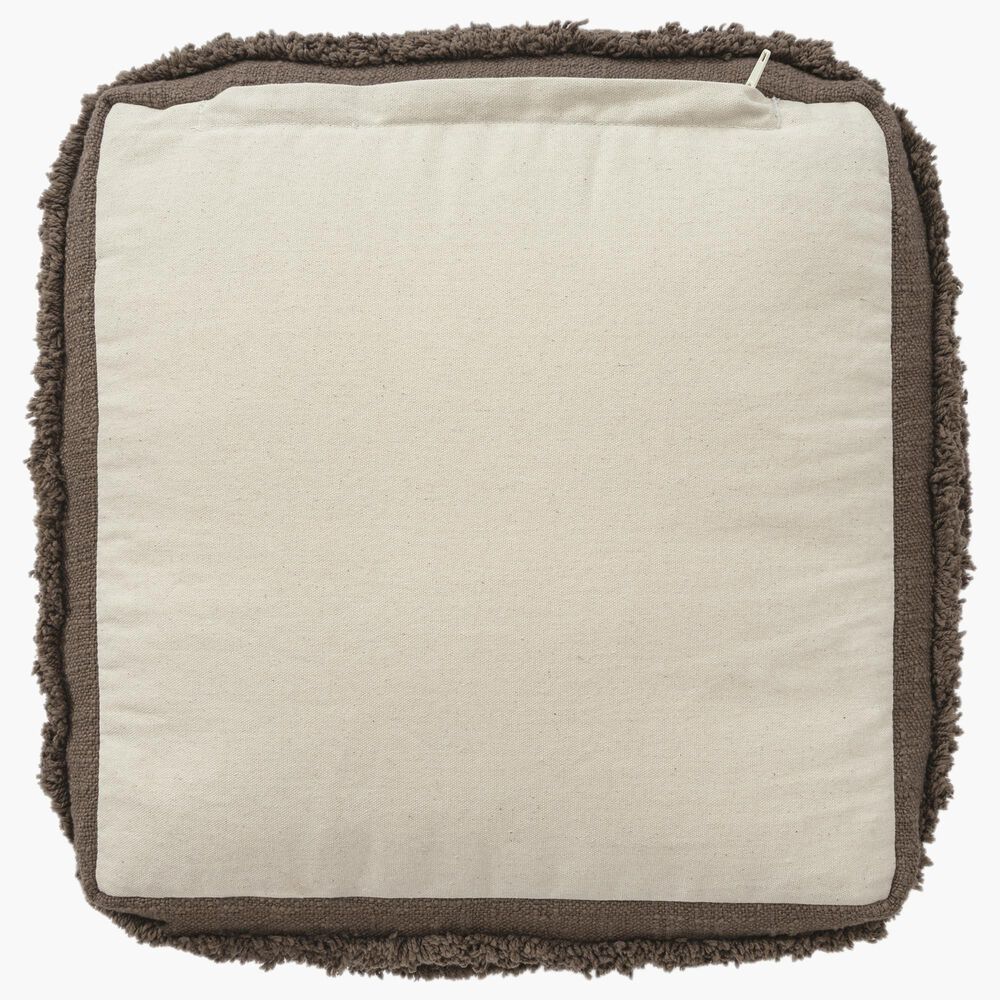 LR Home 18" Square Striped Pouf in Brown, , large