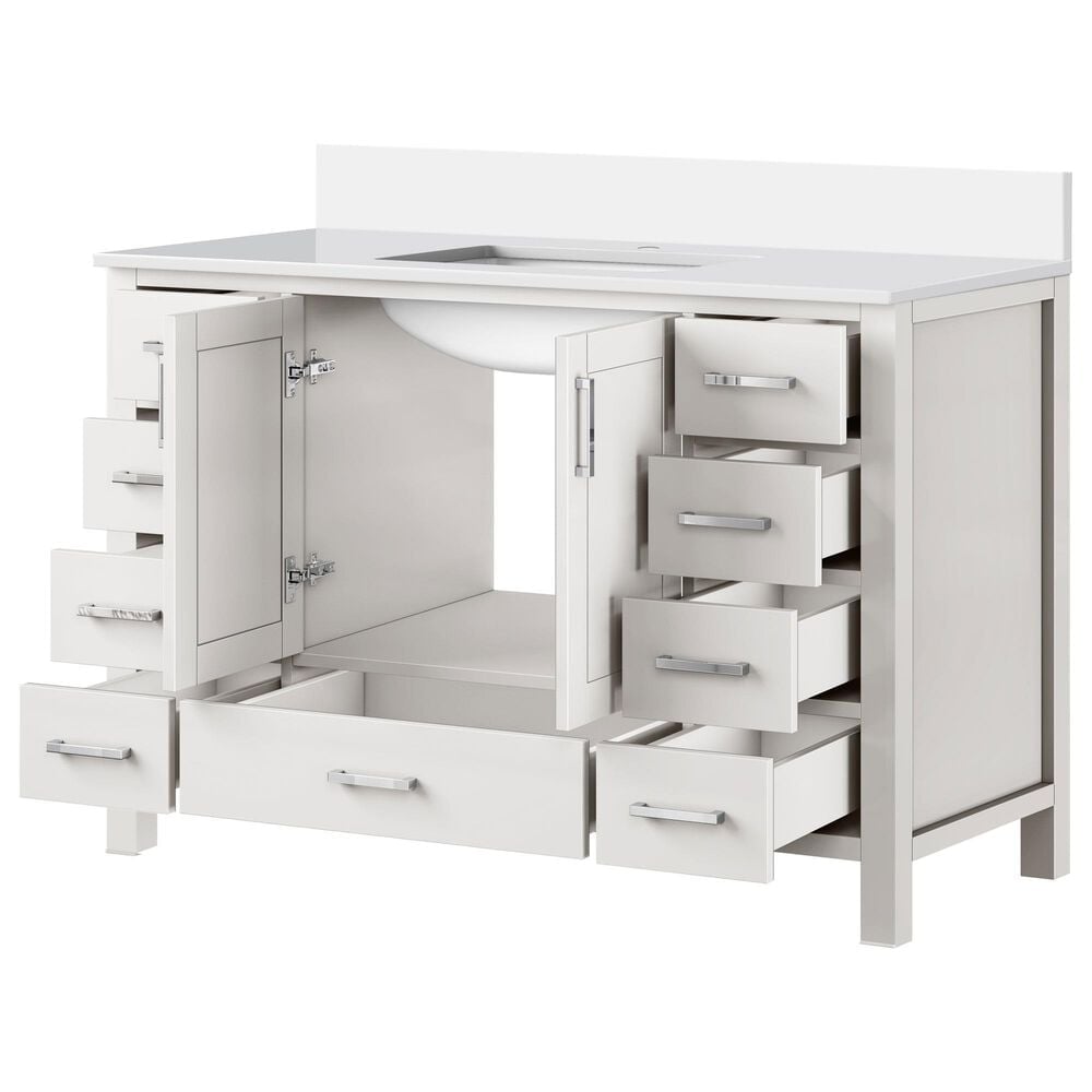 Lexora Home Jacques 48" Single Bathroom Vanity in White with 2 cm White Cultured Marble Top and Rectangular Sink, , large