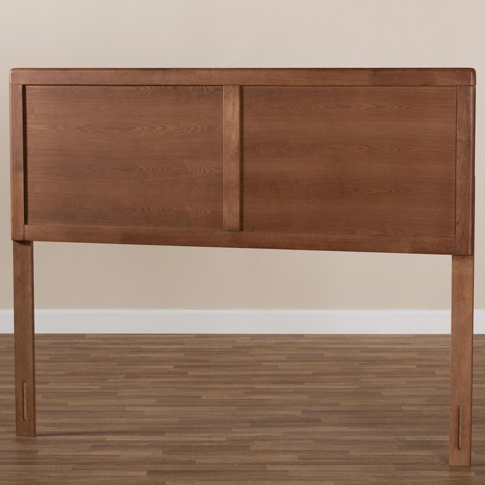 Baxton Studio Raya King Panel Headboard in Walnut Brown, , large