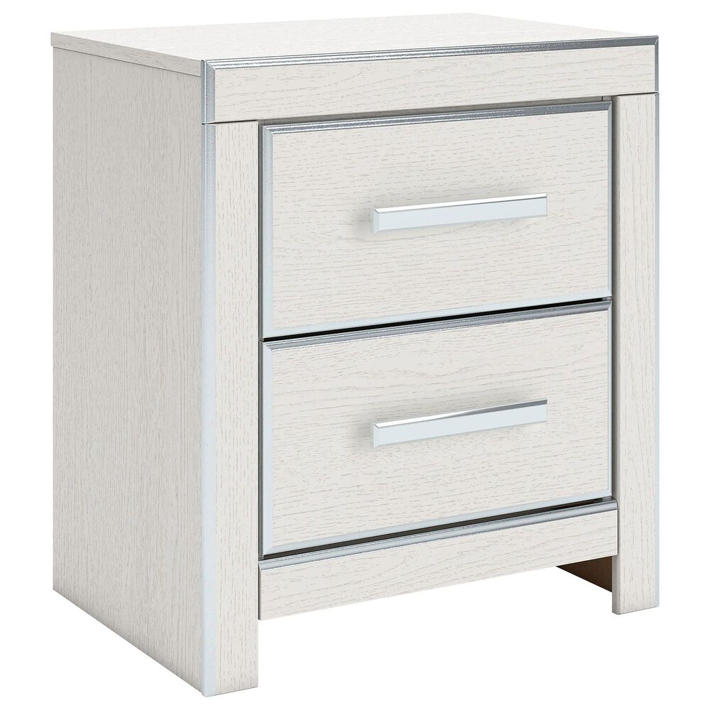 Ashley Zuraleus Queen Upholstered Storage Bed with Two Nightstands in Matte White, , large