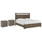Riva Ridge Modern Loft California King Panel Bed with Two Nightstands in Greystone, , large