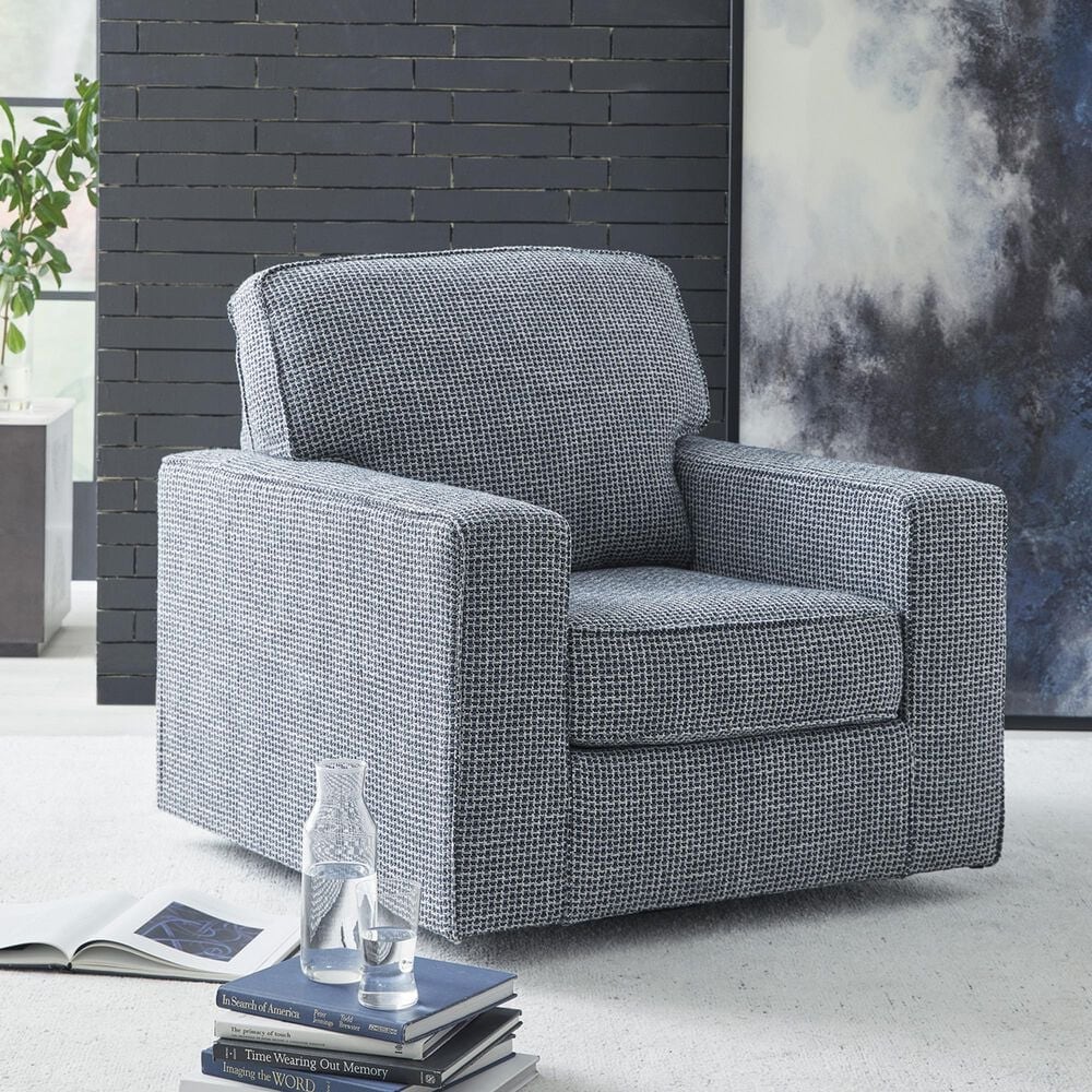 Ashley Olwenburg Swivel Accent Chair in Denim, , large