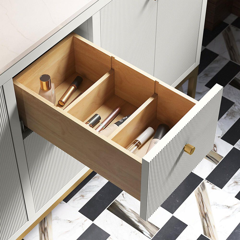 Kohler Calpa 60" Double Bathroom Vanity in White with 2 cm White Quartz Top and Rectangular Sinks, , large