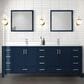 Lexora Home Jacques 84" Double Bathroom Vanity in Navy Blue with 2 cm White Cultured Marble Top and Rectangular Sinks, , large