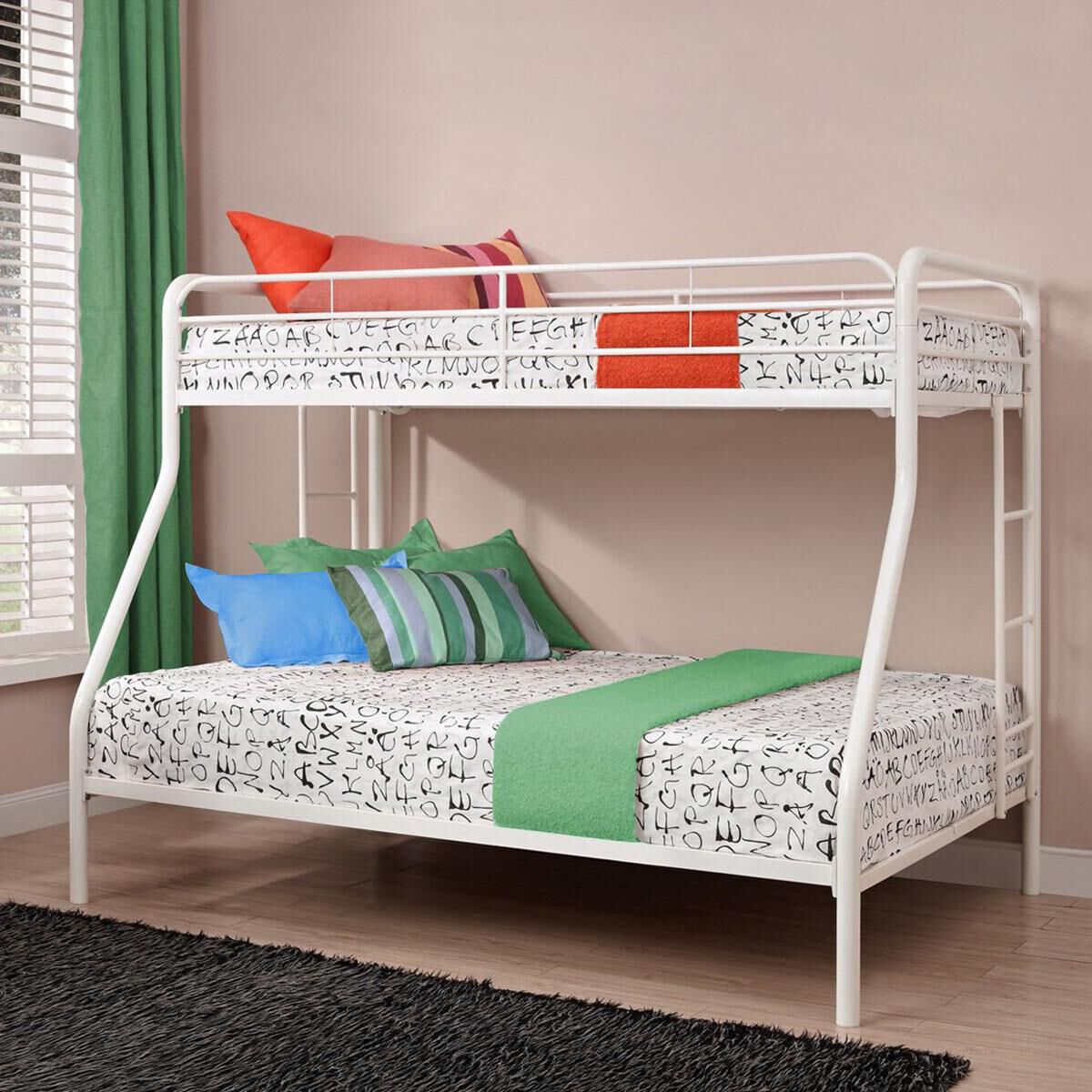 Dorel Twin over Full Metal Bunk Bed in White NFM