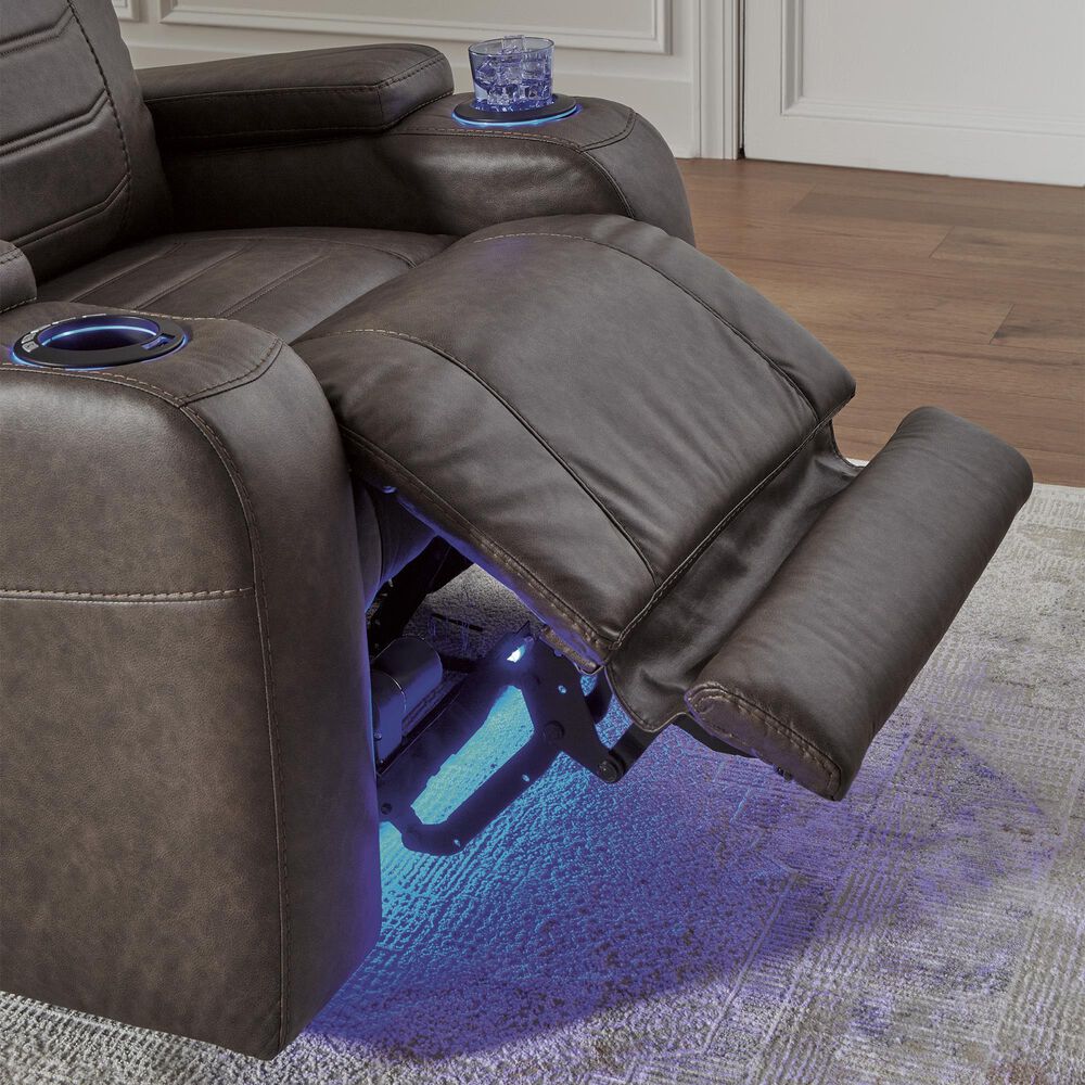 Ashley Schooner Rocks Power Recliner with Adjustable Headrest in Umber, , large