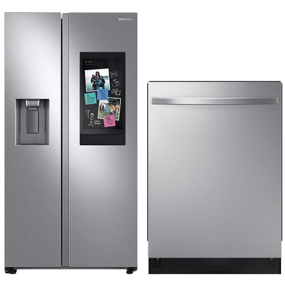 Samsung 2-Piece Kitchen Package 22 Cu. Ft. Side-by-Side Refrigerator and StormWash Dishwasher in Stainless Steel , , large