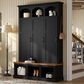 HOMLUX 5-Hook Hall Tree with 3 Hidden Storage in Black and Walnut, , large