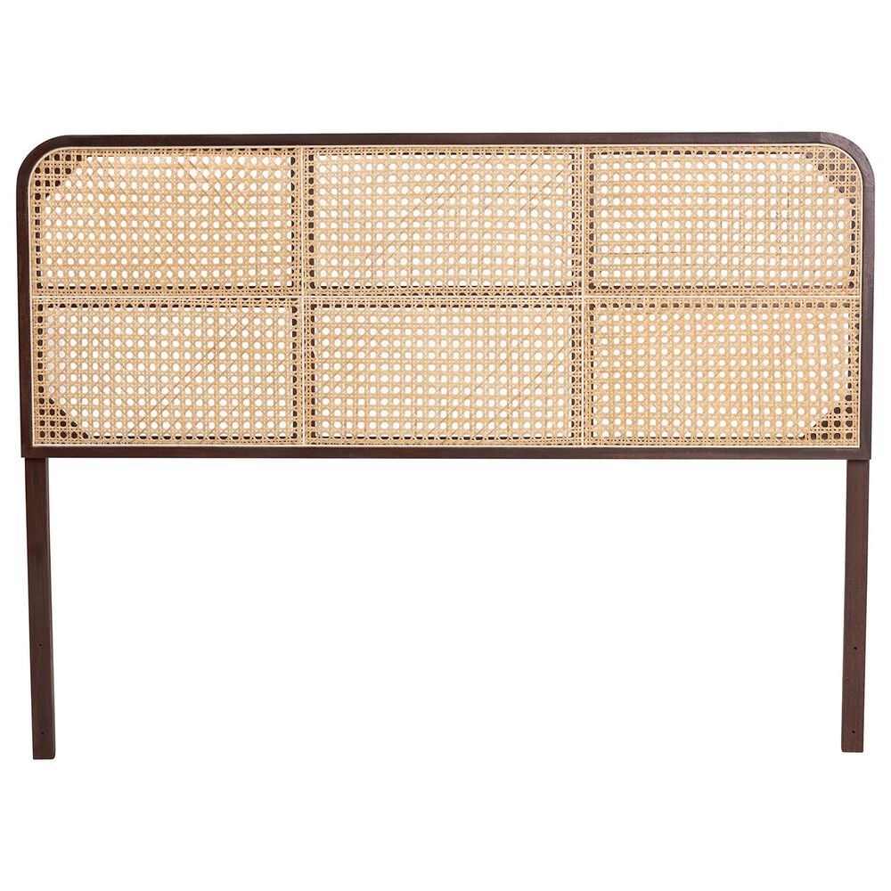 Baxton Studio Lainer Queen Panel Headboard in Dark Brown and Natural Brown, , large